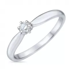 diamant solitaire ring in 14 karaat witgoud 0,10 ct