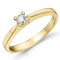 campagne - diamant solitaire ring in 14 karaat goud 0,10 ct