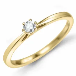 campagne - diamant solitaire ring in 14 karaat goud 0,14 ct