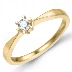 campagne - diamant solitaire ring in 14 karaat goud 0,12 ct