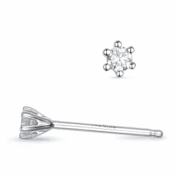 2 x 0,05 ct diamant solitaire oorbel in 14 karaat witgoud met diamant