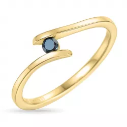 zwart diamant ring in 9 karaat goud 0,07 ct