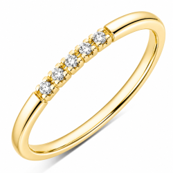 5 x 0,01 ct diamant ring in 9 karaat goud 0,05 ct