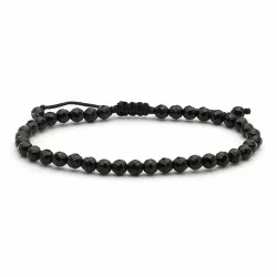 zwart onyx armband in satijn  x 4 mm