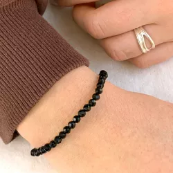 zwart onyx armband in satijn  x 4 mm