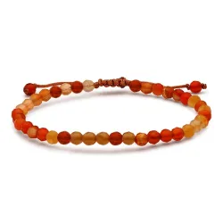 Veelkleurig oranje carneliaan armband in zijden koord 17 cm 3 cm x 3,9 mm