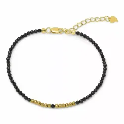 donkerblauw metallic armband met steen en hematite - Loom Stones