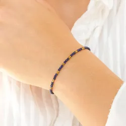 elegant donkerblauw armband met lapis lazuli en hematite - Loom Stones