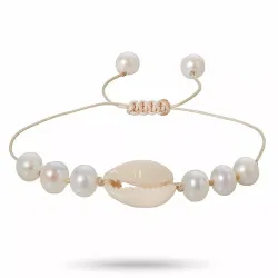 parel mossel armband in zijden koord 17 cm plus 5 cm x 10 mm