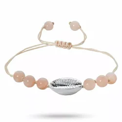 Maanesten mossel armband in zijden koord 17 cm plus 4 cm x 10 mm