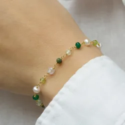 multikleurige armband met steen.