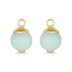 8 mm turkoois amazoniet hangers voor oorbellen in verguld sterlingzilver