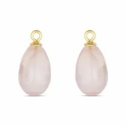 roze kwarts hangers voor oorbellen in verguld zilver