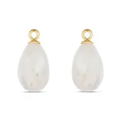 witte maansteen hangers voor oorbellen in verguld zilver
