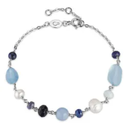 blauwe armband met steen.
