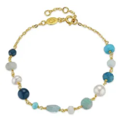 blauwe armband met steen.