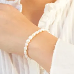 6 mm armband met zoetwaterparel