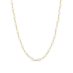 3 mm ketting met zoetwaterparel