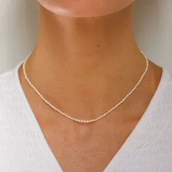 2 mm ketting met zoetwaterparel