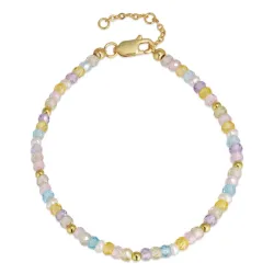 multikleurige steen armband met zoetwaterparel