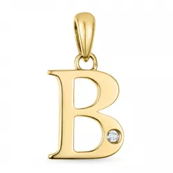 letter b diamant hanger in 9 caraat goud 0,01 ct