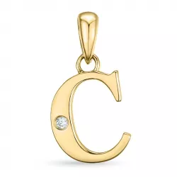 letter c diamant hanger in 9 caraat goud 0,01 ct