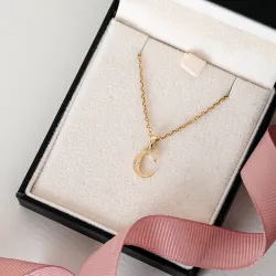 letter c diamant hanger in 9 caraat goud 0,01 ct