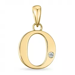 letter o diamant hanger in 9 caraat goud 0,01 ct