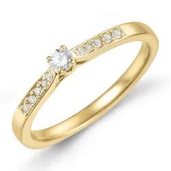 lab grown diamant ring in 9 karaat goud 0,10 ct 0,07 ct