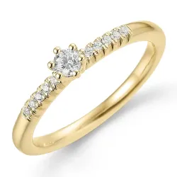 lab grown diamant ring in 9 karaat goud 0,11 ct 0,06 ct