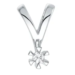 0,05 ct lab grown diamant solitaire hanger in 9 caraat witgoud 0,05 ct
