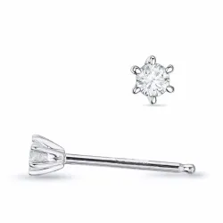 2 x 0,05 ct lab grown diamant solitaire oorbel in 9 karaat witgoud met lab grown diamant 