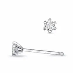 2 x 0,08 ct lab grown diamant solitaire oorbel in 9 karaat witgoud met lab grown diamant 