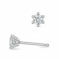 2 x 0,10 ct lab grown diamant solitaire oorbel in 9 karaat witgoud met lab grown diamant 