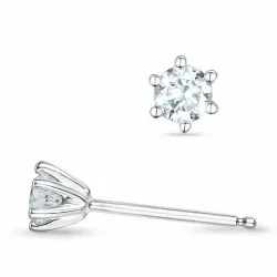 2 x 0,16 ct lab grown diamant solitaire oorbel in 9 karaat witgoud met lab grown diamant 