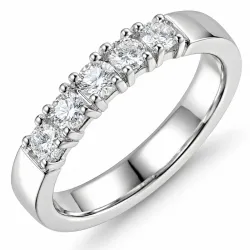 lab grown diamant ring in 14 karaat witgoud 5 x 0,10 ct