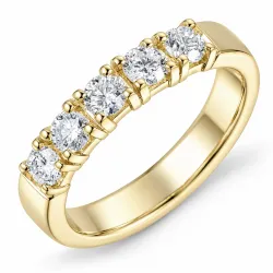 lab grown diamant ring in 14 karaat goud 5 x 0,15 ct