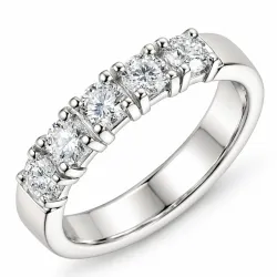lab grown diamant ring in 14 karaat witgoud 5 x 0,15 ct