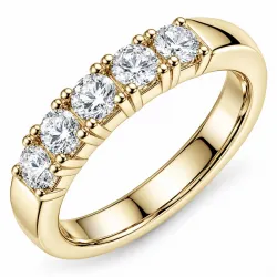 lab grown diamant mémoire ring in 14 karaat goud 5 x 0,20 ct