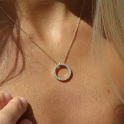 rond lab grown diamant hanger in 14 caraat goud 0,53 ct
