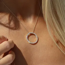 rond lab grown diamant hanger in 14 caraat goud 1,03 ct