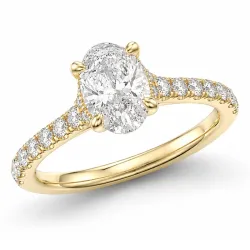 ovale lab grown diamant ring in 14 karaat goud 1,0 ct 0,26 ct