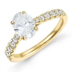 ovale lab grown diamant ring in 14 karaat goud 1,0 ct 0,34 ct