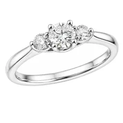 lab grown diamant ring in 14 karaat witgoud 0,25 ct 0,16 ct