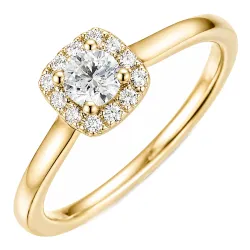 lab grown diamant ring in 14 karaat goud 0,26 ct 0,08 ct