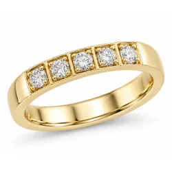 5 x 0,05 ct lab grown diamant mémoire ring in 14 karaat goud 0,25 ct