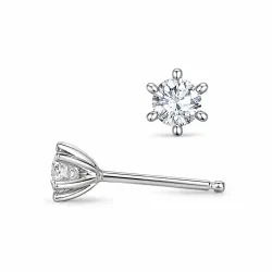 2 x 0,10 ct lab grown diamant solitaire oorbel in 14 karaat witgoud met lab grown diamant 