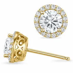 oorsteker in 14 karaat goud met lab grown diamant (CVD) en lab grown diamant 