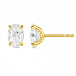 2 x 1 ct lab grown diamant solitaire oorbel in 14 karaat goud met lab grown diamant (CVD) 