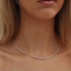 45 cm lab grown diamant ketting in 14 caraat goud 6,02 ct